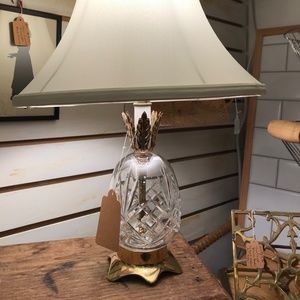 Vintage Crystal and Brass Pineapple Lamp